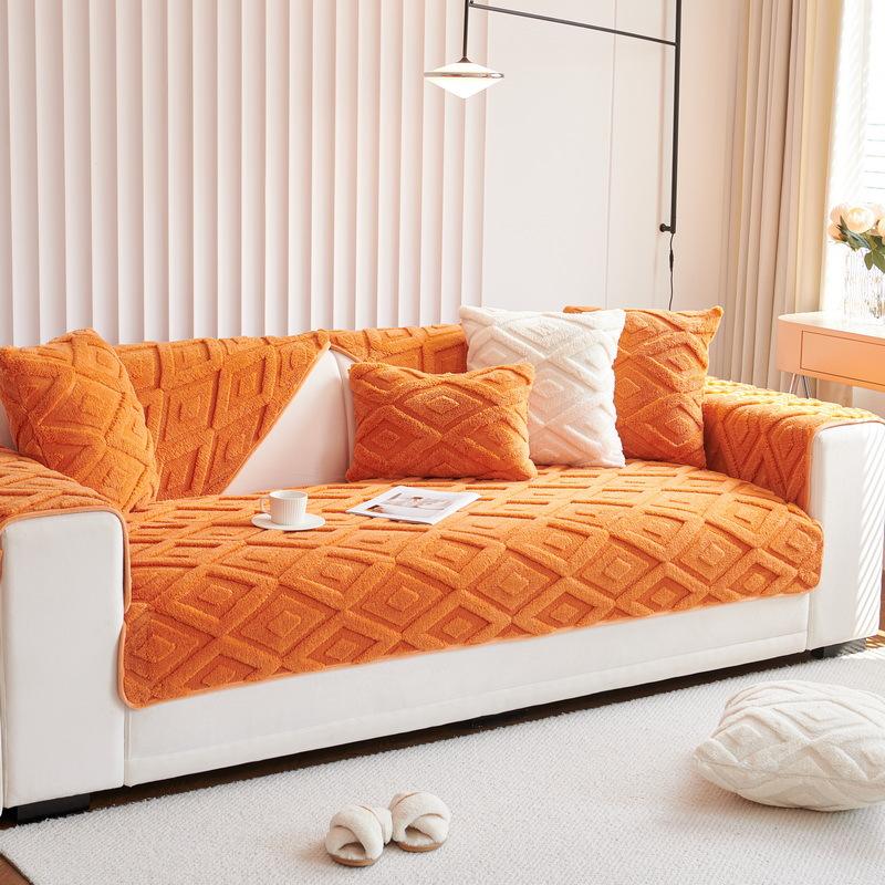 Sofa Cushion Thickened Fleece Cushion Autumn and Winter New Non-Slip Cover Cloth Shu Cotton Velvet Coral Velvet Sofa Cover
