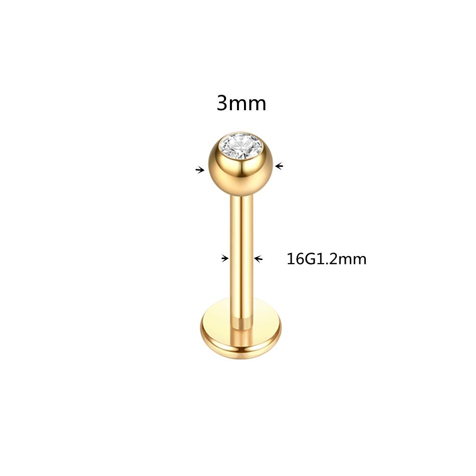 1pcs ASTM F136 Titanium Labret Piercing 2/3/4/5mm Zircon Ear Cartilage Tragus Lobe Helix Stud Earrings Piercings Body Jewelry