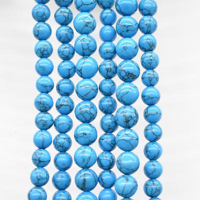 4-12mm Blue Turquoise Natural Stone Round Loose Gemstones Beads Loose Beads for Jewelry Braclets Making Accessories DIY