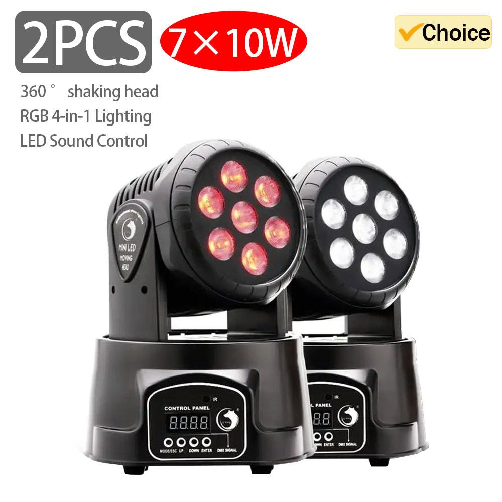 

4PC 7*12W Mini Disco Light DMX512 Sound Control Wedding Party Ambient Light 540° Moving Head Stage Light Stage Performance Light UK Plug