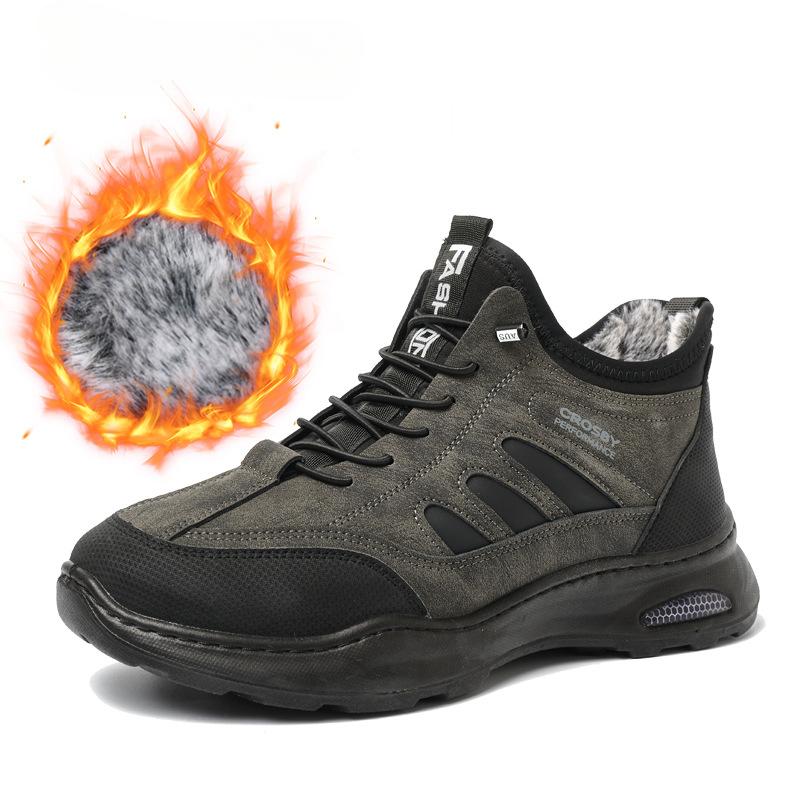 

Мужские зимние теплые ботинки для снега, водонепроницаемые короткие ботинки для мужчин, с подкладкой из искусственного меха, противоскользящие, со шнуровкой, для работы на открытом воздухе, для походов, треккинга 44