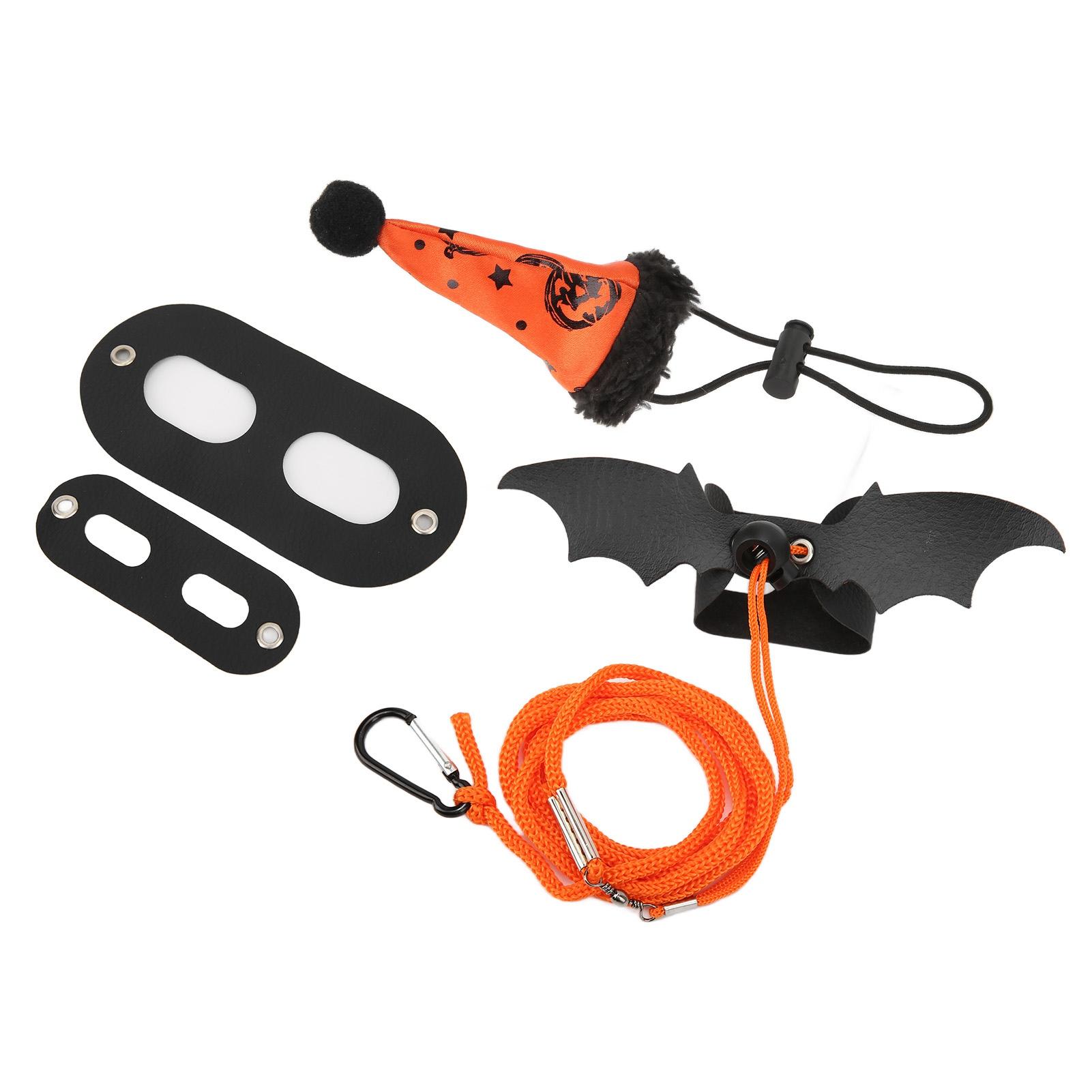 

Набір повідця-шлеї для ящірки Милий регульований мотузка-тягач для рептилій з капелюхом-кажаном на Хелловін