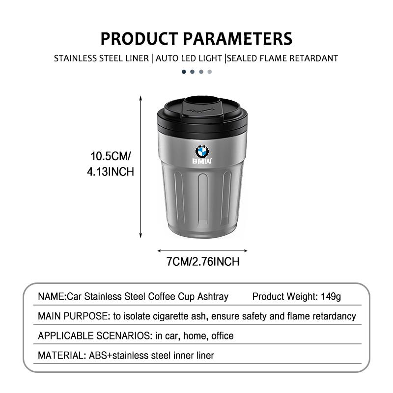MXUI1 Universal Portable Car Stainless Steel Ashtray Cup Holder For BMW M 1 3 4 5 6 7 Series M3 M6 F01 F02E34 E36 E70 F10 X6 X1