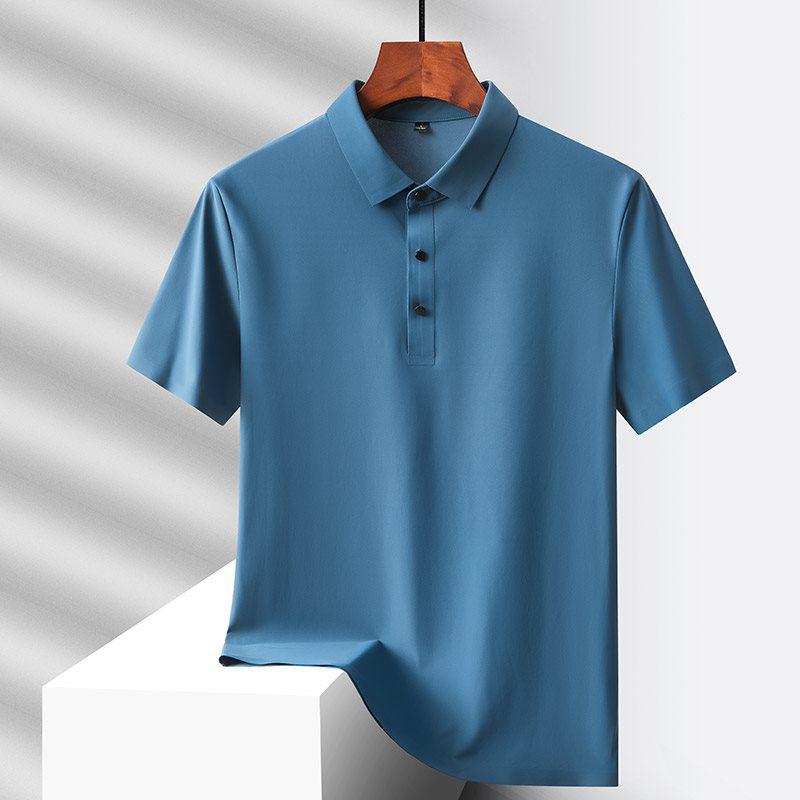 Men's Hot-Selling Ice Silk Short Sleeve Polo - Summer Style for Middle-Aged and Elderly Dads