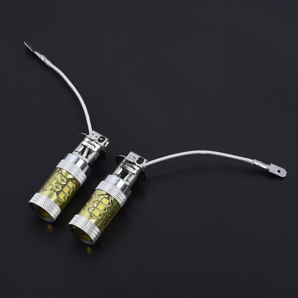 2X  Kit 12-24V H3 80W 16-LED Auto Car Truck Fog Light Bulb Yellow High Power