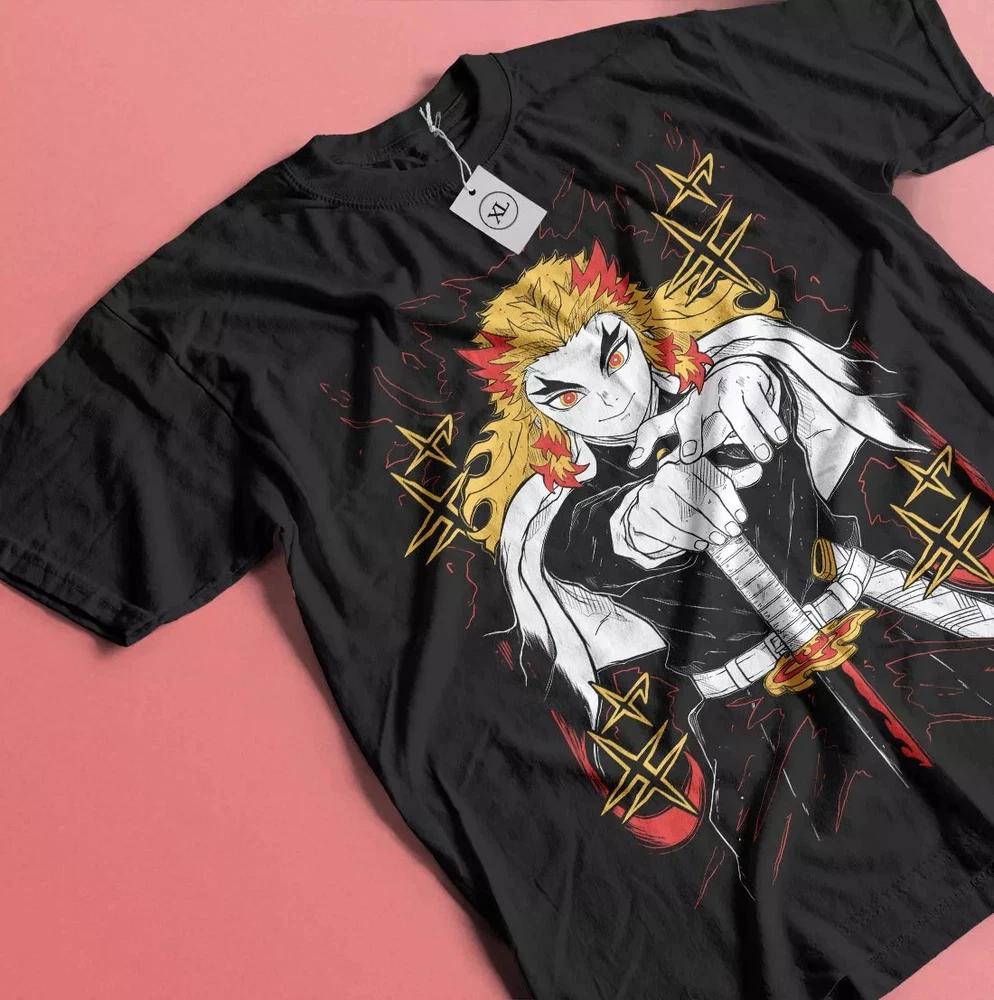 Kyojuro Rengoku TShirt Vintage Anime Unisexga Gift Shirt Black S