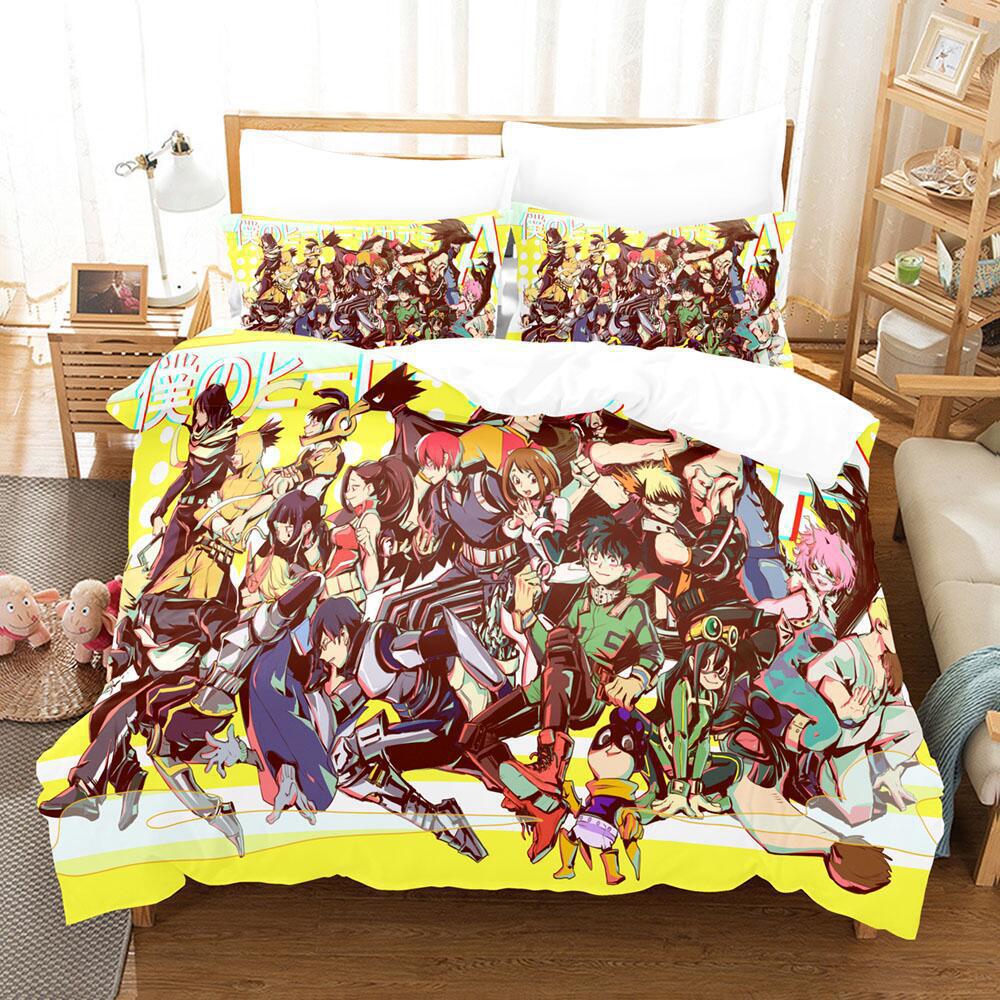 My 3D Cartoon Animation Bedding Microfiber Polyester Cotton 90G Duvet Set Three-Piece Set