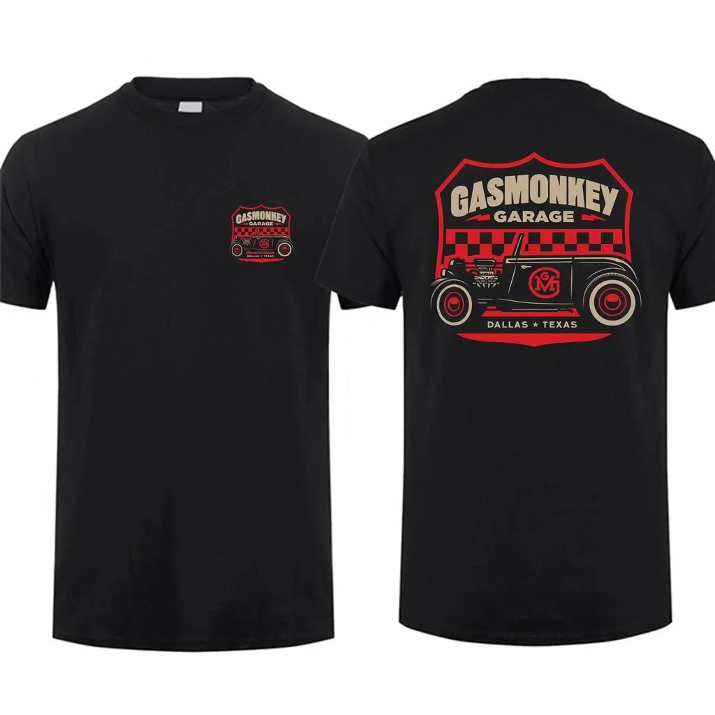 Amazing Tees Men T Shirt Casual Oversized Gas Monkeys Garage Hot Rods Circle Logo Limited Doublesided Tshirt Male Tshirts