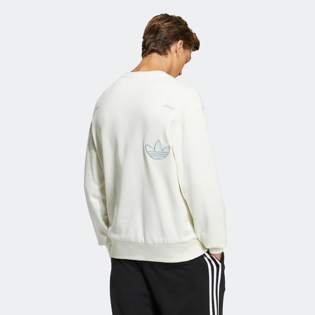 adidas originals Adicolor Crew Chest Printing Round Neck Pullover Long Sleeves Creamy White Men's HS1995