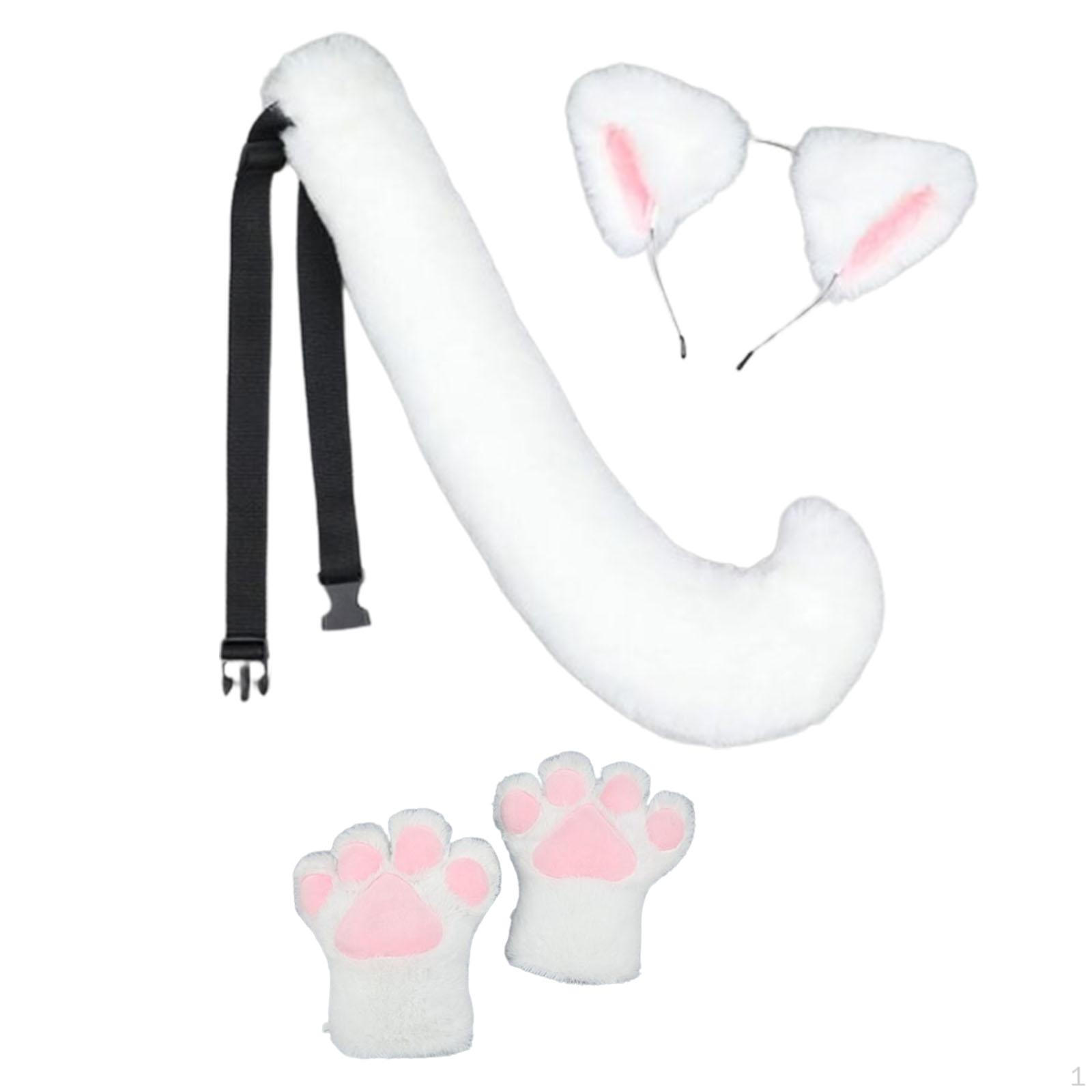 

Adorable Animal Ears And Tail Costume Set for Fun Themed Events White