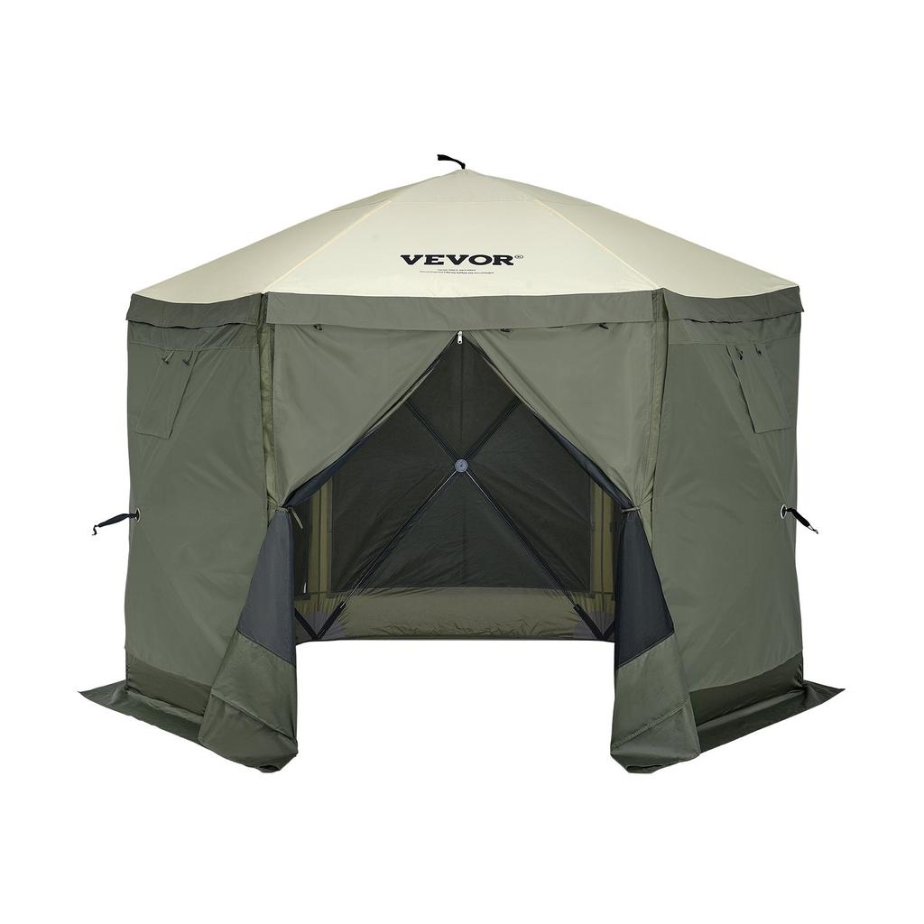 VEVOR Pop Up Gazebo Tent, Pop-Up Screen Tent 6 Sided Canopy Sun Shelter with 6 Removable Privacy Wind Cloths & Mesh Windows