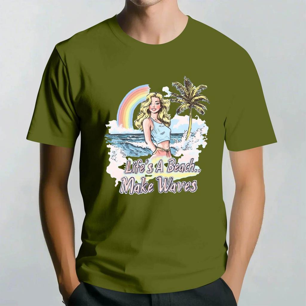 Men's Stand Collar Short Sleeve Shirt Loose Leisure Holiday Shirt Man