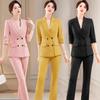 2026 Spring/Summer Elegant Pink Mid-Sleeve Workwear Suit Set