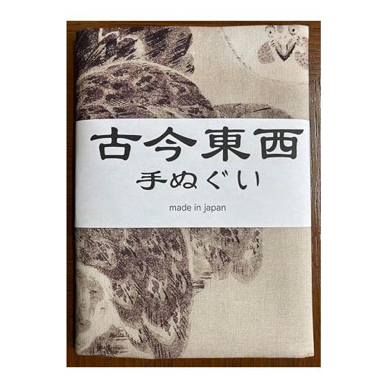 Ito Jakuchu Rooster Hen Chick "Kokon Tozai" Ukiyo-e Tenugui (Japanese Hand Towel) - Approx. 90cm, Made in Japan, Cute & Cool Japanese Pattern, Animal
