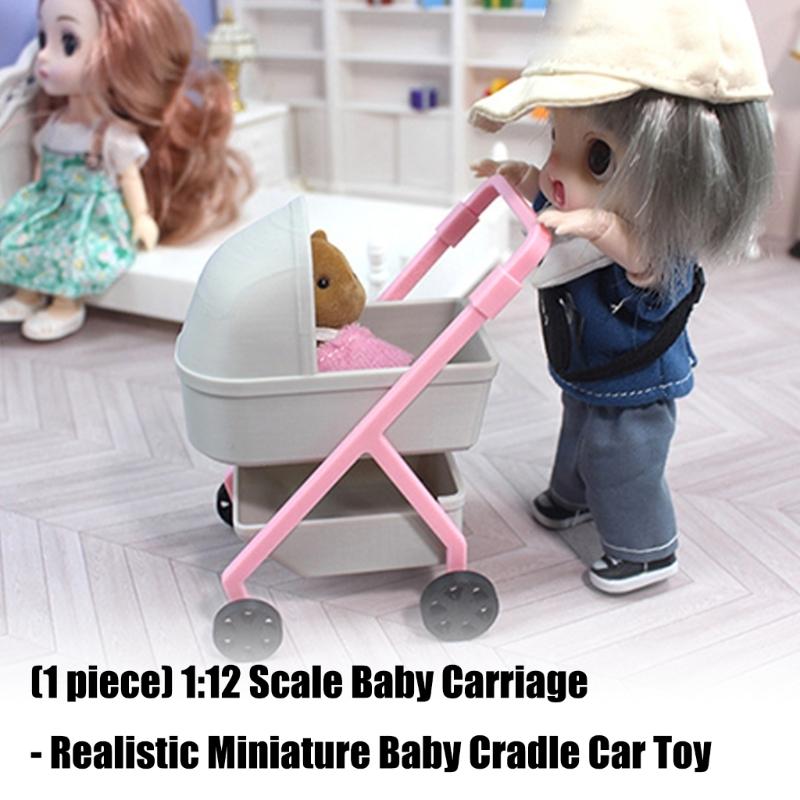Miniature Baby Cradle Model Figure Doll House Nursery Room Scene Display Accessory Realistic Design 1/12 Scale Furniture