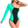One Shoulder Long Sleeve Monokini Swimsuit for Women Asymmetric Cutout Bodysuit Bathing Suit Stylish Swimwear for Beach Pool