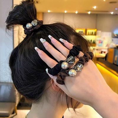 Elegant Pearl Rhinestone Hair Tie - Versatile and Stylish Rubber Band for Women