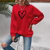 Heart Print Crew Neck Long Sleeve Fleece Sweatshirt - Women's Clothing 2025