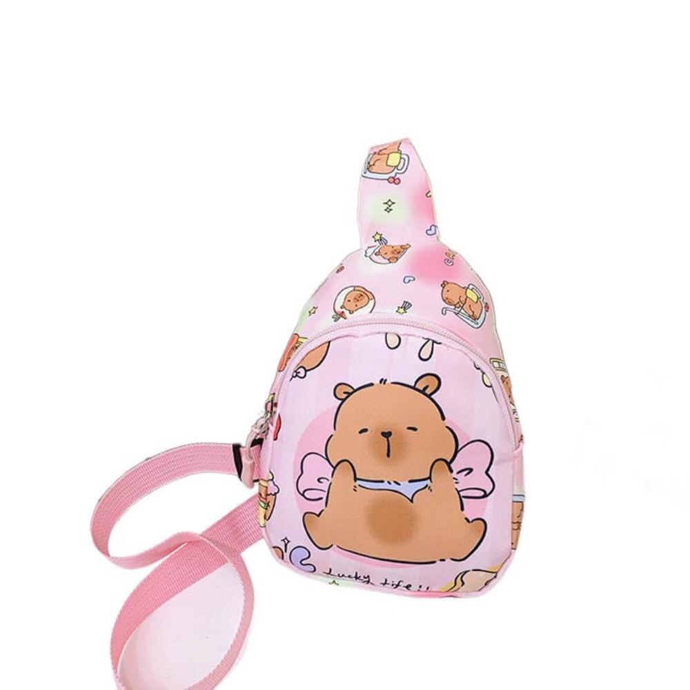 

Large Capcity Cartoon Shoulder Bag Portable Kids Crossbody Bag Capybara Chest Bag Holiday Gift розовый