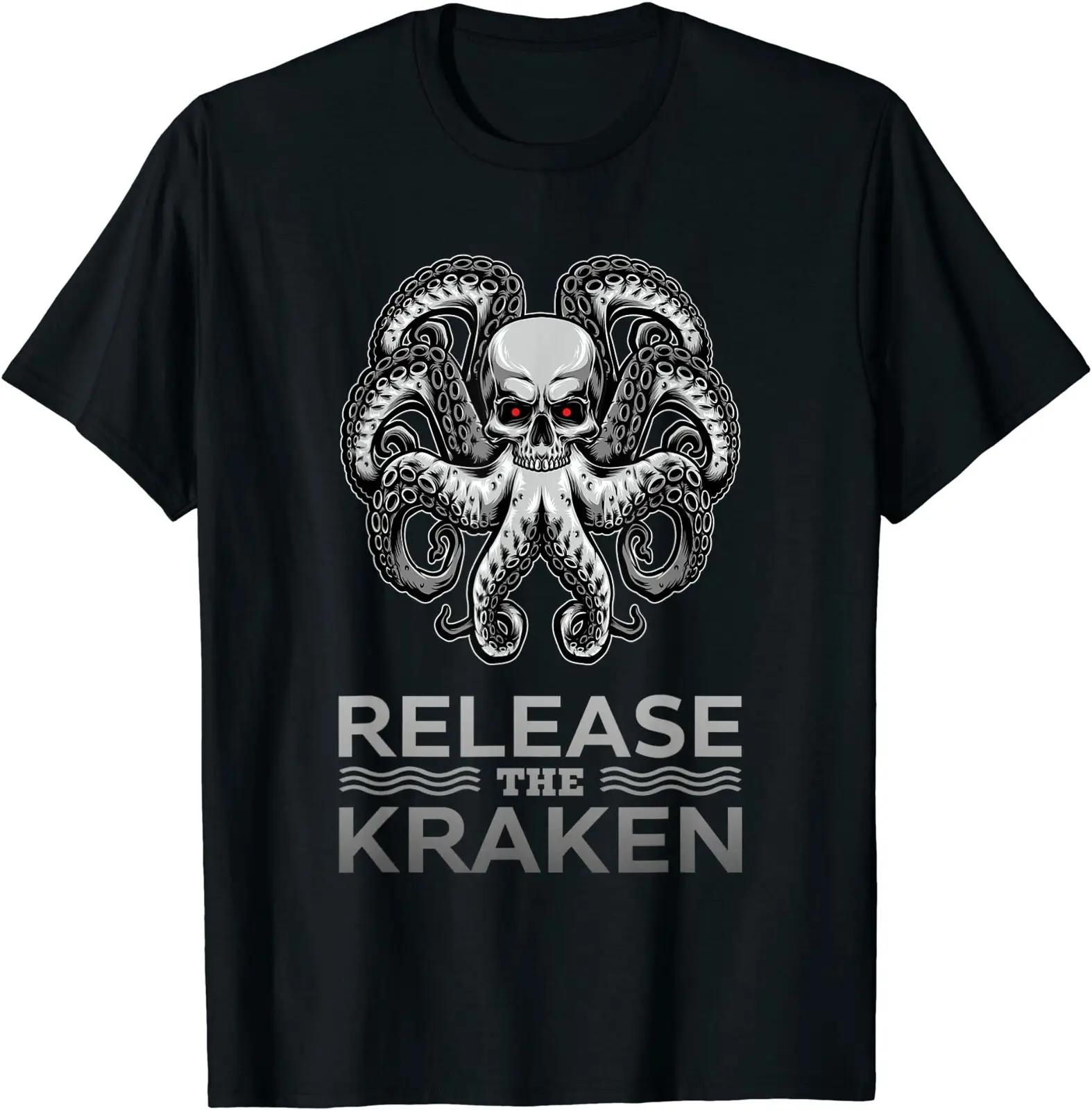 

Ancient Greek Mythology Release The Kraken Skull Style Gift TShirt Summer Cotton Short Sleeve ONeck Mens T Shirt New S3XL S