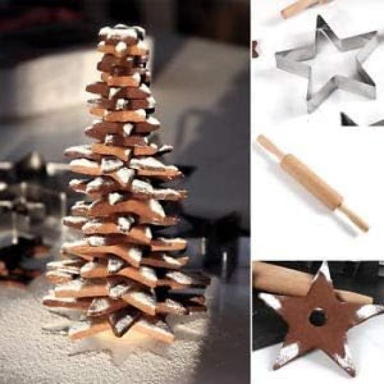 Antallcky Star Cookie Cutter Set-5 Pcs Stainless Steel Five-pointed Star Biscuit Molds Fondant Cake Cookie Cutter Set Pastry Mold-for 3d Christmas