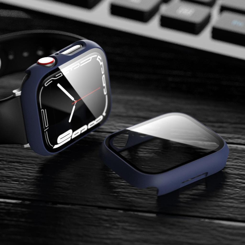 Compatible Apple Watch Series 5/6/7/8/9 Protective Hard Case with Tempered Glass Film