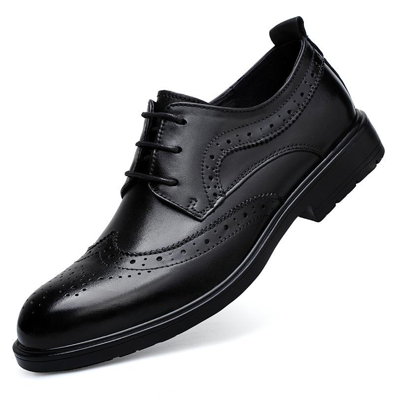 Leather Shoes Men's British Casual Trend Business Dress Engraved Youth Suit Wedding Shoes Crocodile Pattern Men's Shoes