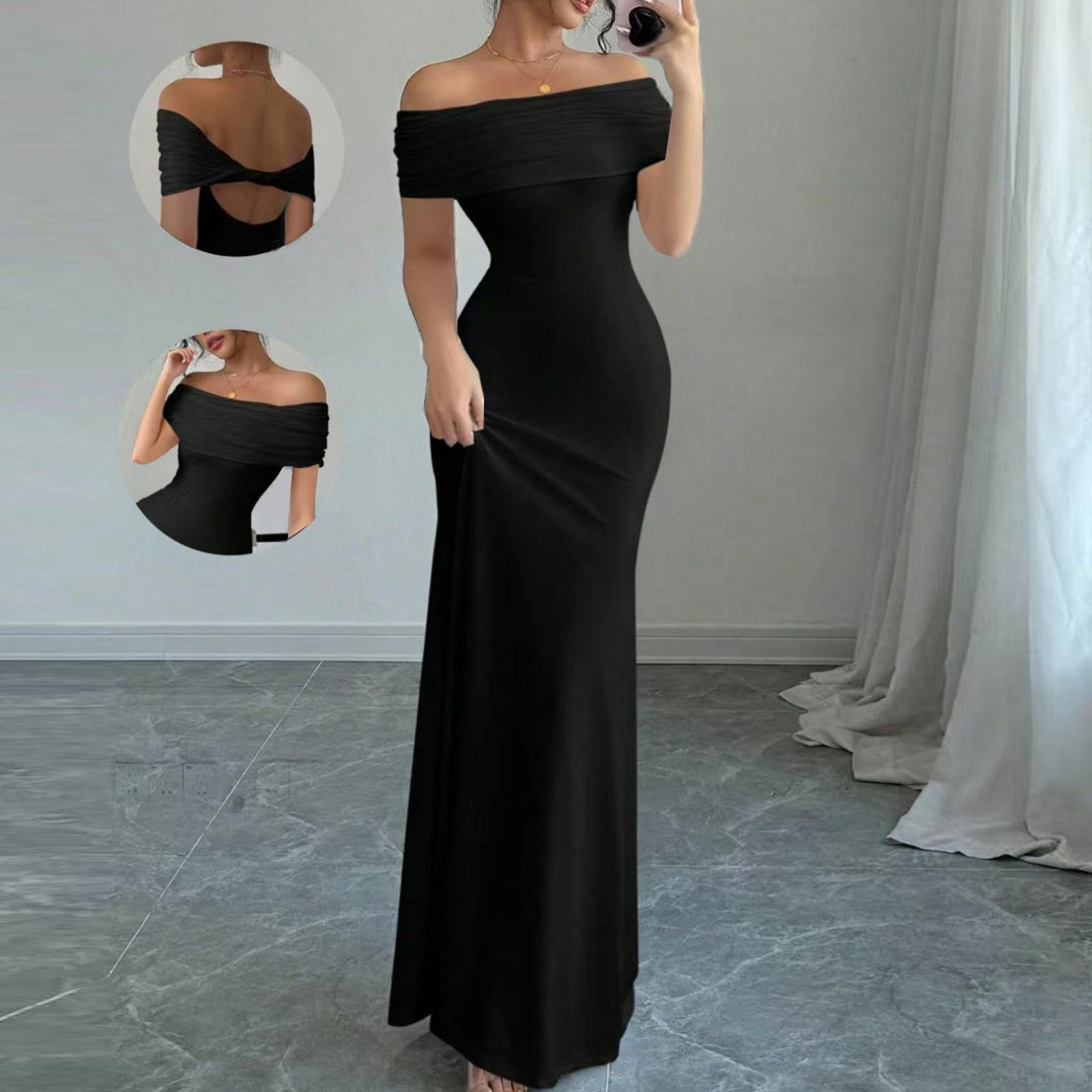 Womens Summer Dresses Short Sleeve Round Neck Loose Sundresses L чёрный