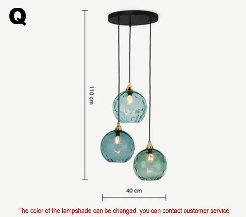 Nordic Luxury Colorful Glass Pendant Light Modern Living Room LED Chandelier Classical Glass Lampshade Home Decoration Gloss