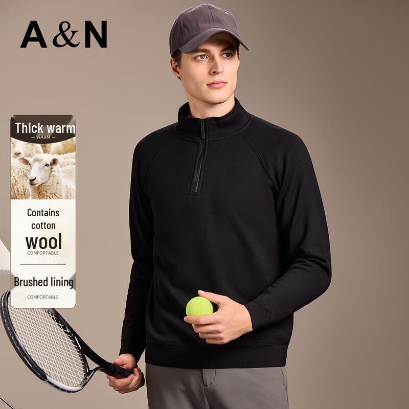 Men s Merino Wool Blend Half-Zip Thermal Long Sleeve T-Shirt 52