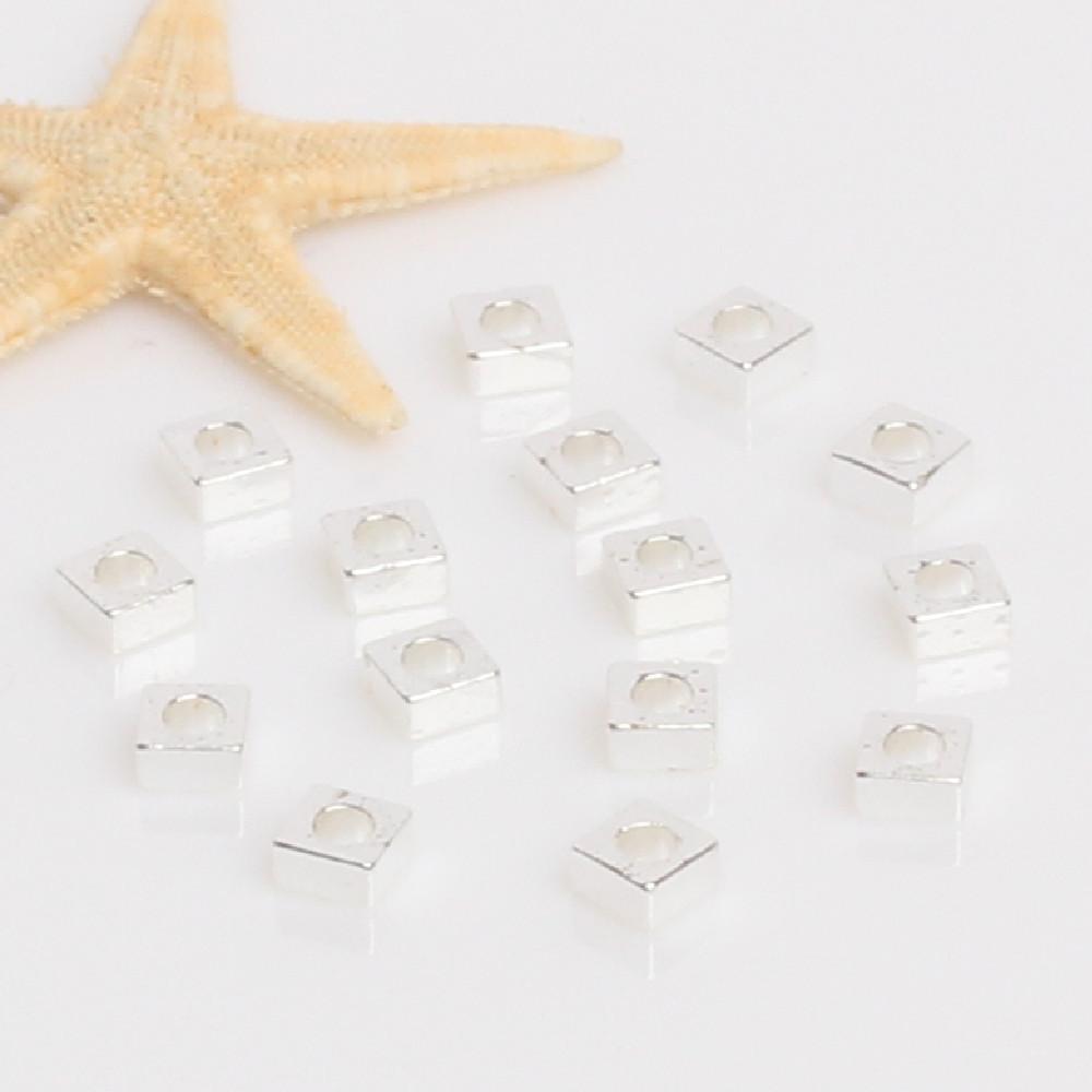 14k Gold Plated Cubic Necklace Findings Gasket Copper Brass Mini Simple square 3mm Bracelet Making Accessories Jewelry Connector