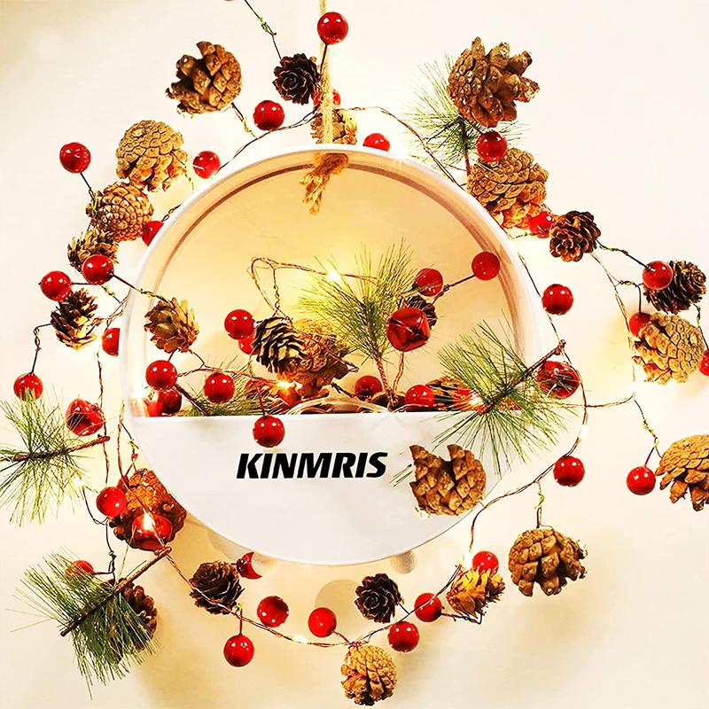 20/30 LED red fruit bell, pine cone, pine needle light string, festive New Year home, Christmas decoration, party atmosphere