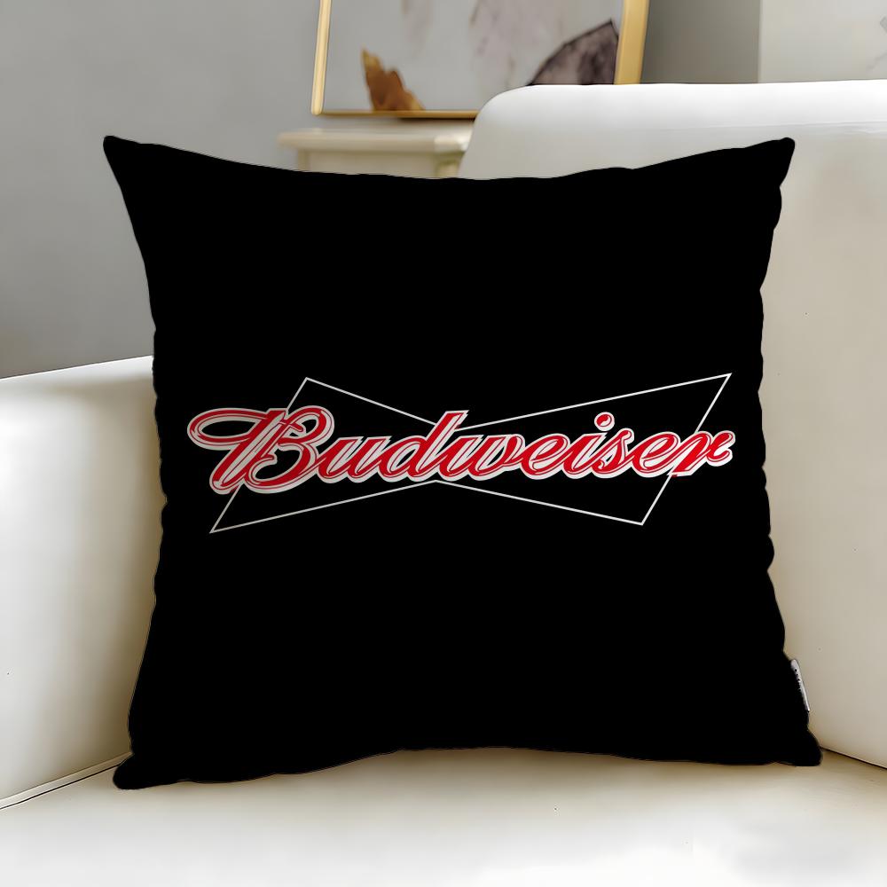 classic beverage brand Budweiser Cushion Cover Soft  EasyWash Pillow Case  Versatile for Couch Bed Travel and Office
