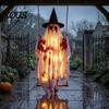 Charming Knitted Fabric Ghost Hanging Swing Halloween Decoration, Spooky Light Up Large Swinging Glowing Figure with Blood for Porch Yard Tree Holiday