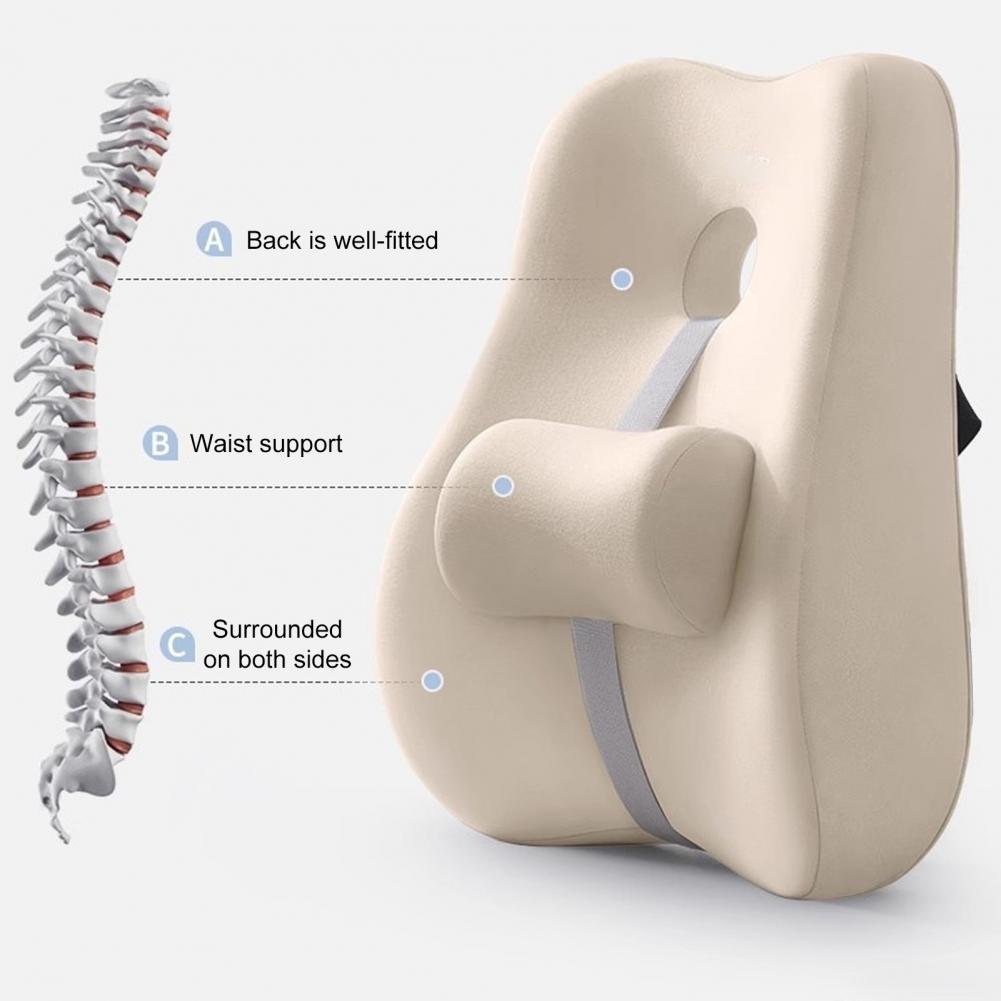 Ergonomic Back Support Cushion Adjustable Sliders Back Support Ergonomic Memory Foam Lumbar for Office for Long for Comfort