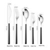 Korean Style 430 Stainless Steel Tableware Set with Imitation Wood Grain Handles: Includes Knife, Fork, Spoon, and Chopsticks