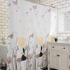 Shower Curtain Dandelion Floral Print White Bathroom Curtains Waterproof Postal Style Water Resistant Peva Fabric With Hooks