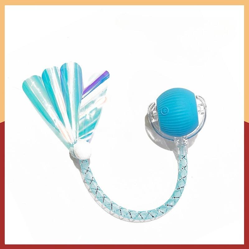 

Cat Toys Interactive Ball Kitten Electronic Automatic Rolling Magic Ball Cat Toy Ball with Elastic Mesh Tail Cat Accessories синий