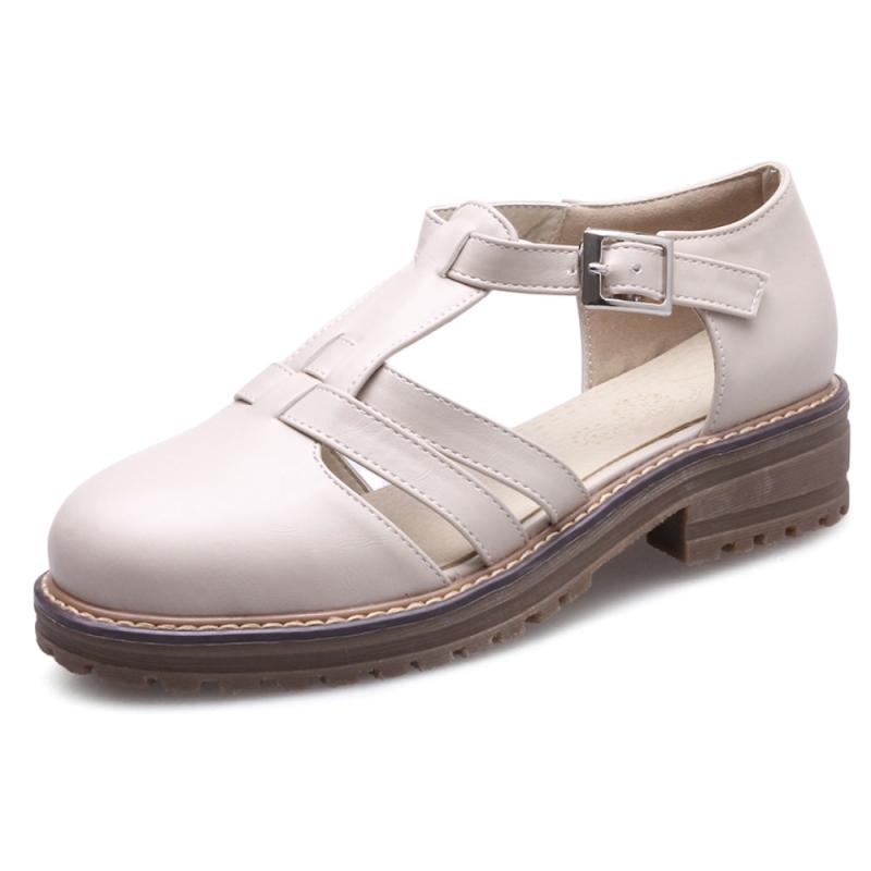 Удобные женские сандалии Летняя обувь 2025 Пряжка Вырезы Розовый Белый Низкий каблук Закрытый носок Гладиаторская обувь Обувь Большой размер