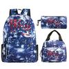 Modisches Fußballliebhaber 3-teiliges Set Vintage England USA Buchstaben Druck Lunchtaschen Rucksack 3-teilige Sets Jungen Mädchen Lässiger Rucksack Geschenke