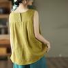 Summer Cotton Linen Artistic Loose Sleeveless Vest Top for Women Blouses & Shirts