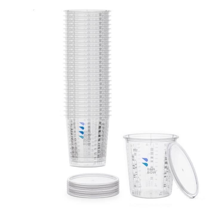 Gobelets Gradués Professionnels BenBow 25x 680ml Avec 3x Couvercle