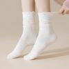 5/10 Pairs Ear Shaped Hem Socks for Women Spring Autumn Polka Dot Girl Instagram Style Cute Polka Dot Sweat Absorbing Mid Calf Socks and Pile Socks