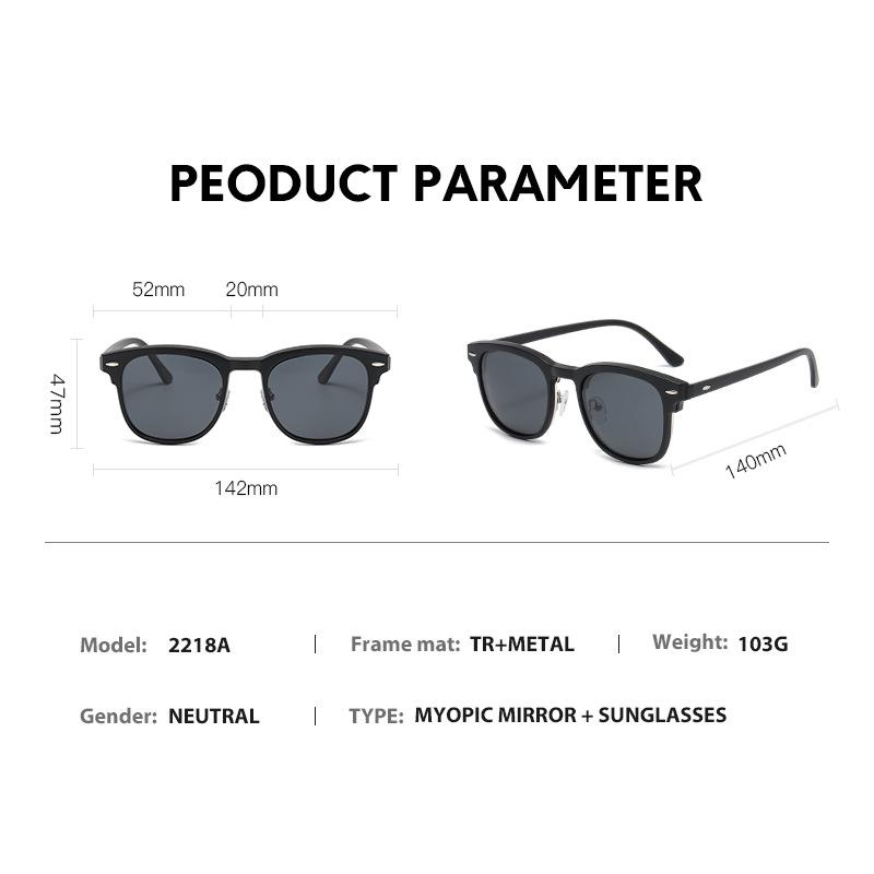 Sunglasses Cover Men'S And Women'S Magnetic Semi-Metal Glasses Frame Retro Polarizer Driving Glasses Spot 2218