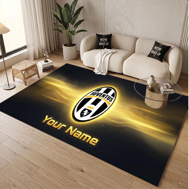 Tappeto Personalizzato Modello Juventus FC Stampa Nome Testo Morbido Antiscivolo Tappeto per Pavimento per Decorazione Interna Casa
