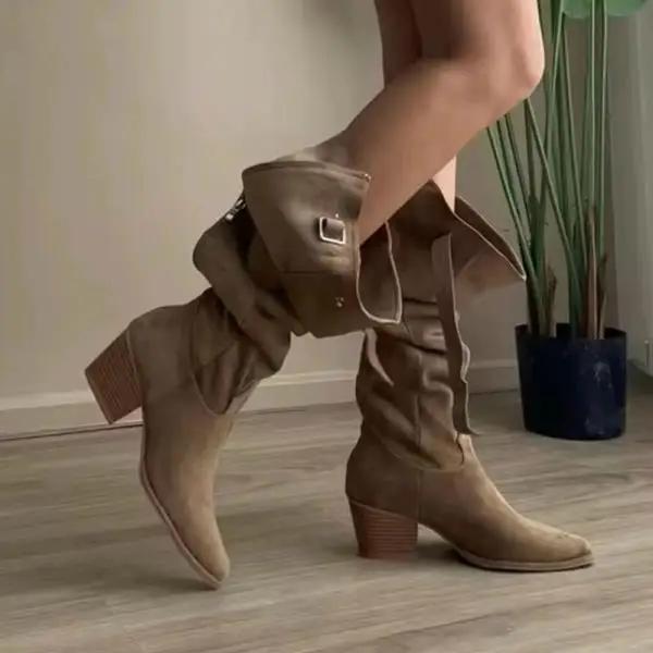 Fashion Women's Boots Autumn Boots-Women Female Shoes Sexy Thigh High Heels High Sexy 2024 Ladies Cowboy Over-the-Knee Retro Boots Women