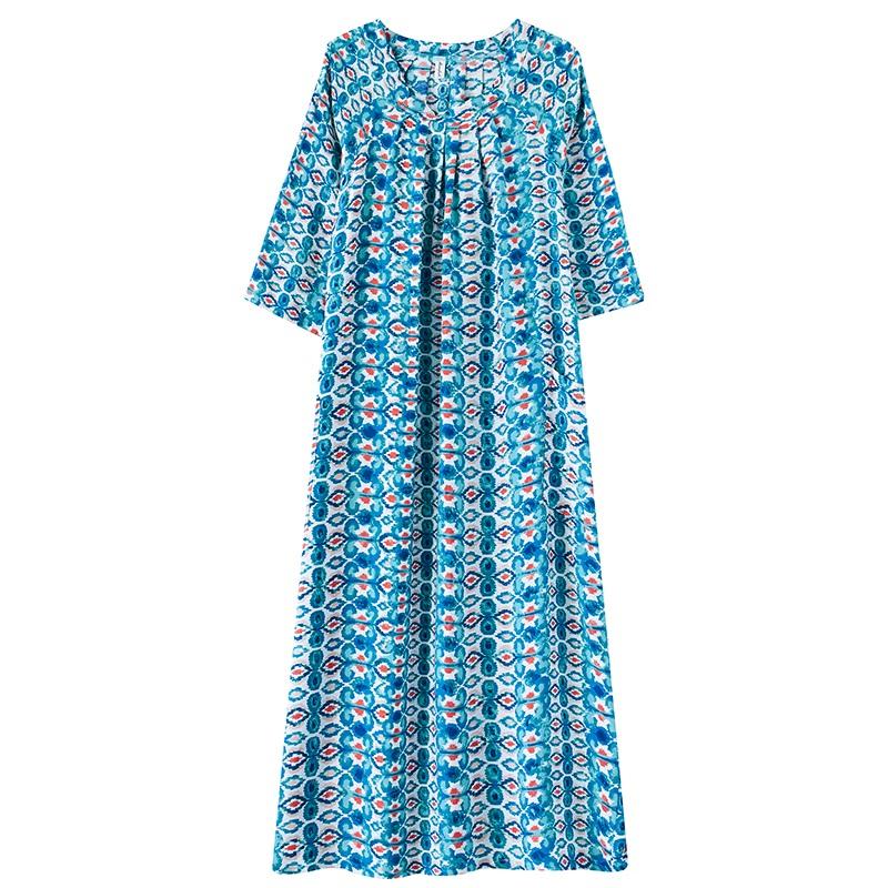 Manga corta Tallas grandes de algodón vintage floral nuevo en vestidos para mujer vestido largo casual suelto de verano