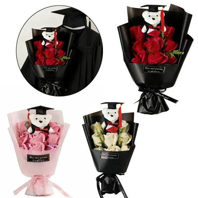 Bear Animal Bear Graduation Bouquet Lovely Bow Tie Bear Plush Bouquet Decoration  Birthday Party