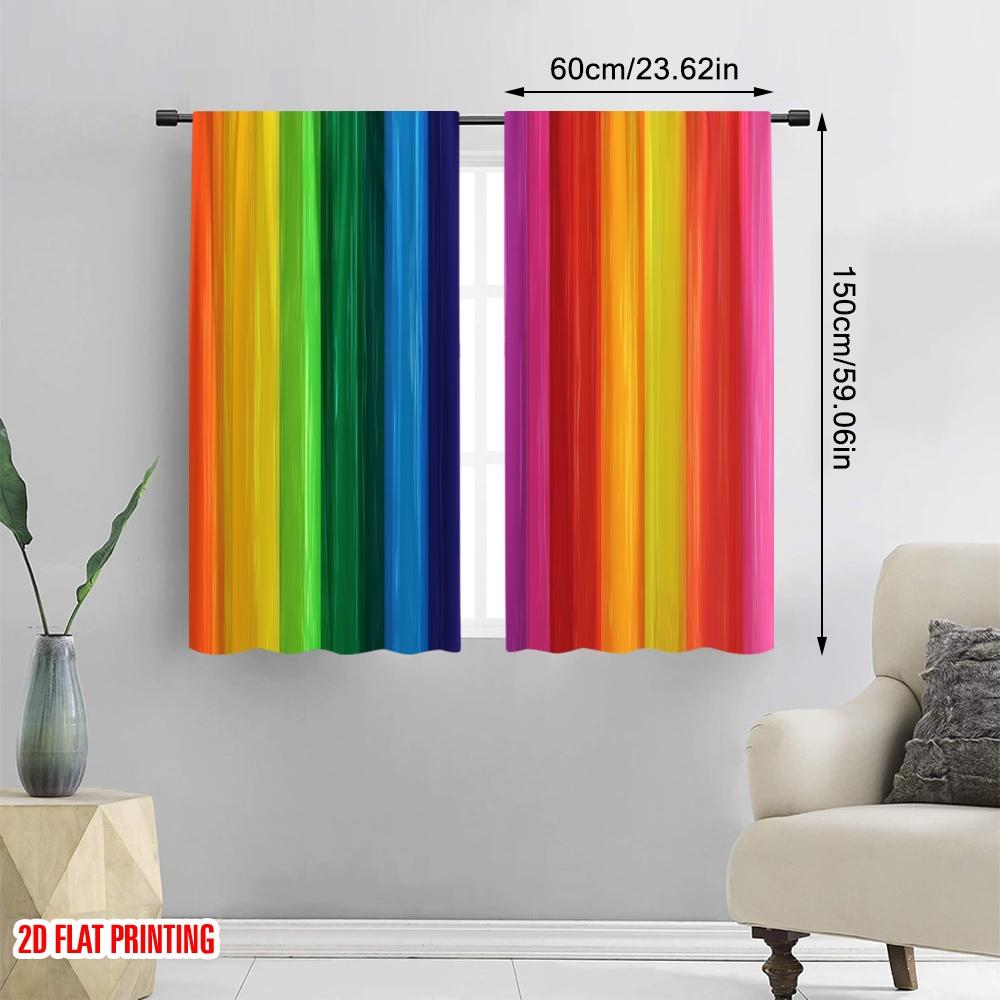 2pcs Window Curtains Rainbow Pride Versatile 100% Polyester  Without Electricity summer party decorations Use for Indoor