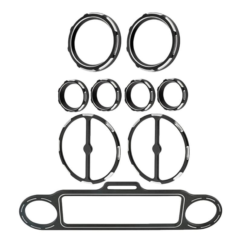 Motorcycle Speedometer Bezels Horn Cover Speaker Stereo Accent Trim Ring for Harley Touring Electra Street Glide Trike 1996-2013